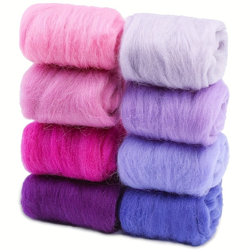 Cross-border hot-selling spring wool 10g wool felt poking material multi-color wool strip needle felt wet felt poking