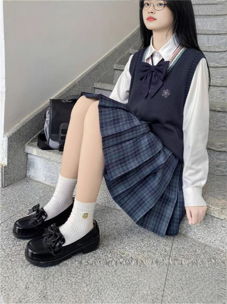 Vivienne Genuine JK Dress Student Japanese School Long Dress Female Orthodox Short Skirt Japanese JK Uniform