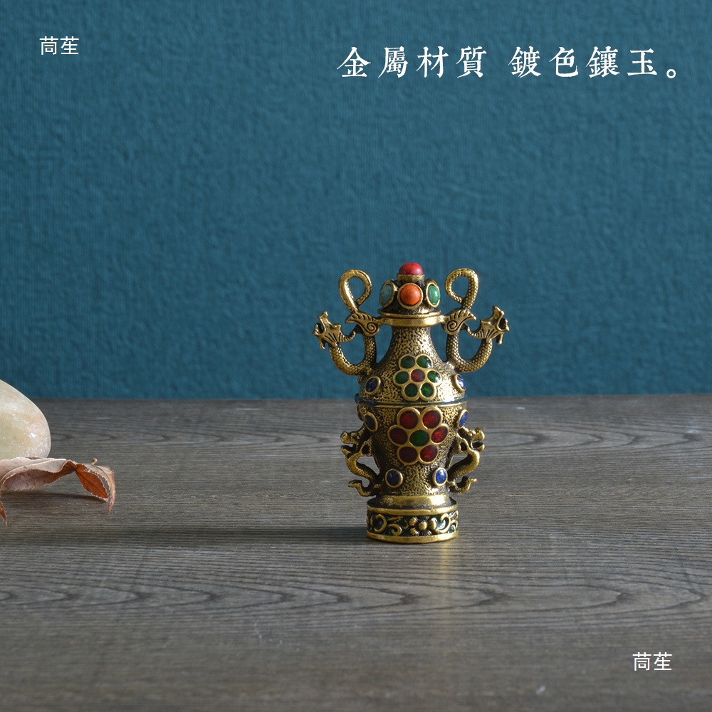 Mid-Retro Decorations, Snuff Bottles, Ornaments, Antique Crafts, Gifts, Cloisonné Painted Inlaid Luminous Stones