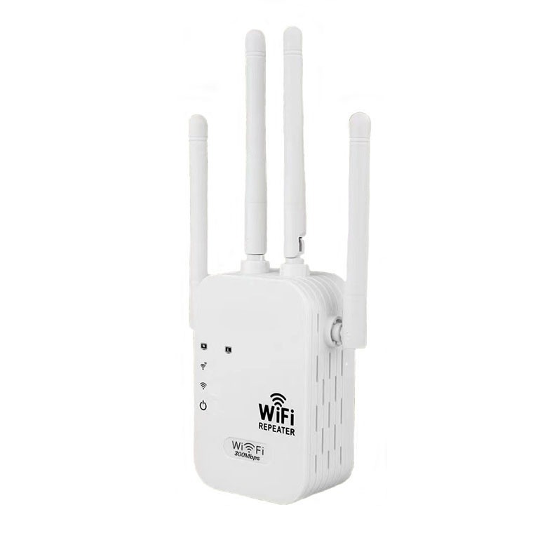 WIFI signal booster four antenna home through wall wireless network amplifier 300M repeater