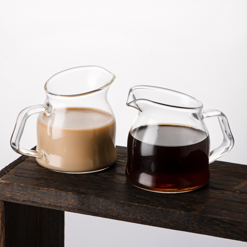 High Borosilicate Glass Transparent Oblique Small Milk Cup Mini Espresso Extract Milk Cup Household Simple Milk Pot