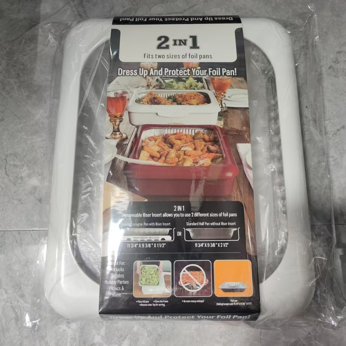 2 in 1 Foil Fancy Panz Tin Foil Crisper Tray Picnic Tin Foil Thermal Insulation Fresh-Keeping Plastic Tray