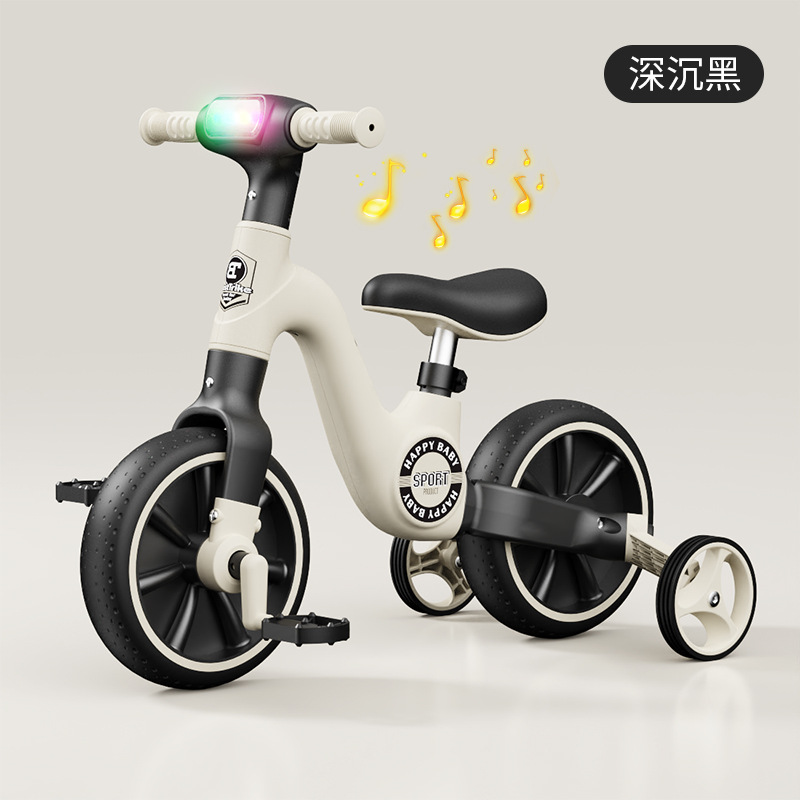 New Children's Multifunctional Three-Wheeled Balance Bike, Scooter, Walker with Pedals, Music and Lights, Wholesale from the Manufacturer