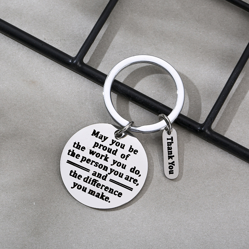 Stainless steel keychain New Amazon hot fashion jewelry Thank You Teacher's Day Thanksgiving gift