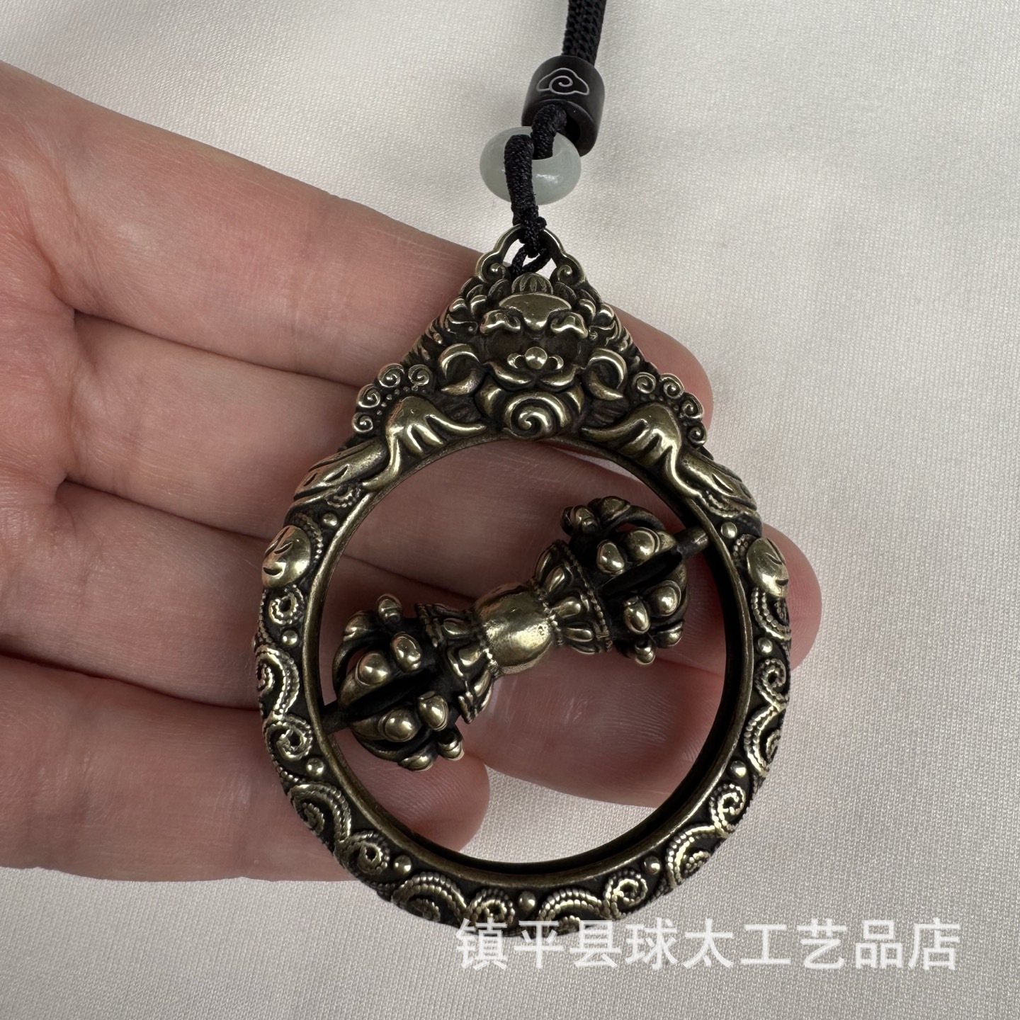 Непальская латунная двухцветная жадная девятизубая ваджра пестик, ручка с вращающейся подвеской посередине