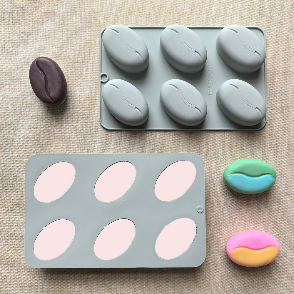 6 Consecutive Coffee Beans 855 Chocolate Silicone Mold DIY Candy Pudding Cake Baking Mold