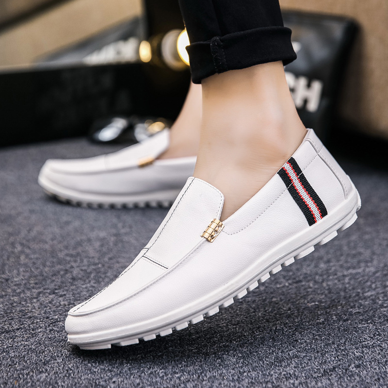 Shoes Men's New Doug Shoes Lightweight Breathable Men's Casual Joker Small Leather Shoes Driving Slip-on Lazy Men's Shoes