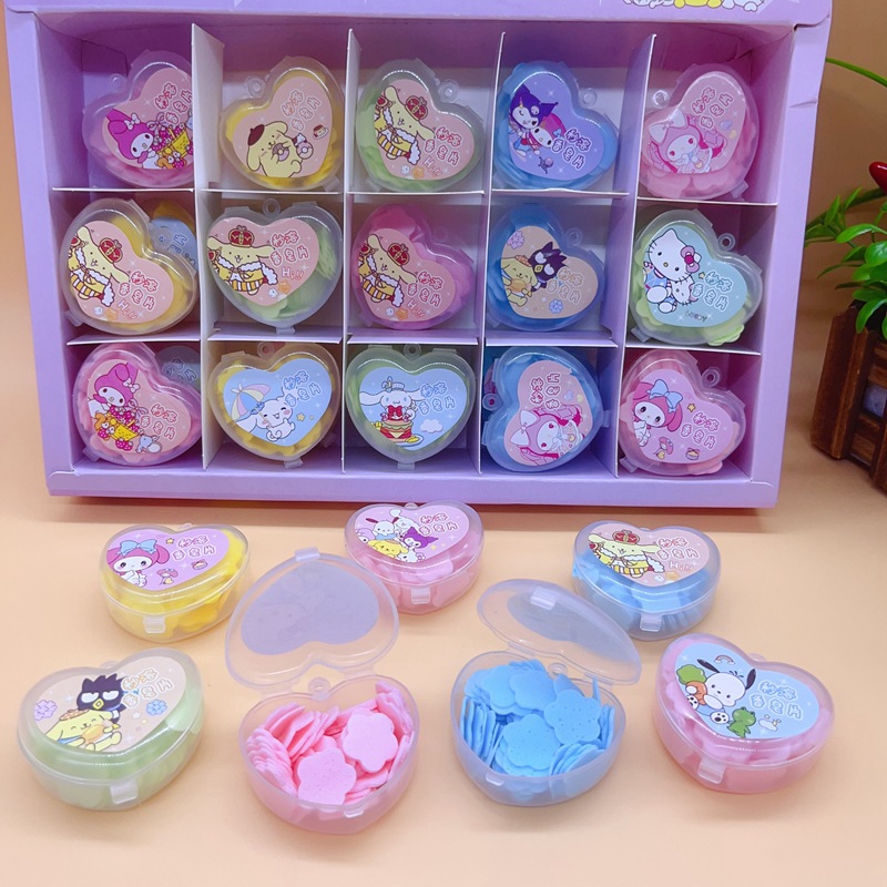 Cute Girly Heart Instant Soap Tablets Cartoon Heart-shaped Hand Washing Tablets Portable Boxed Soap Paper Cleaning Tablets Batch