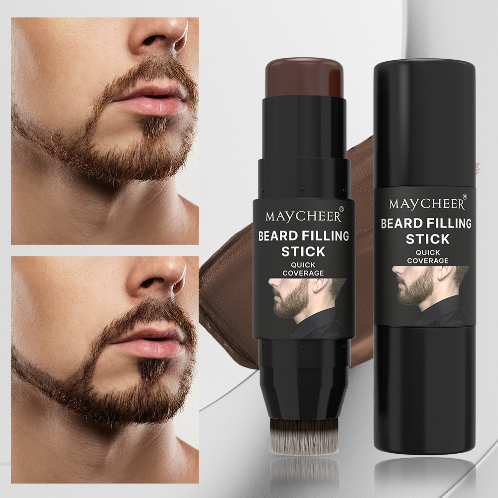 Maycheer Beard Color Replenishing Stick with Brush Head Two-In-One Waterproof Natural Thick Hair Filling Stick Cross-Border Export