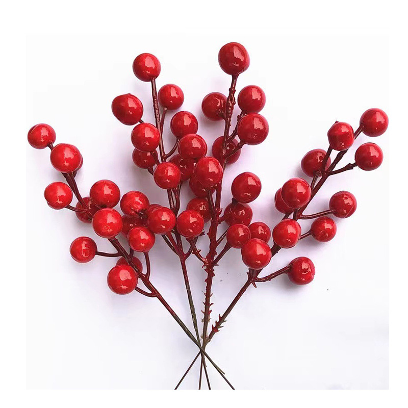 Simulated Red Fruit 12 Forks Holly Fruit Fortune Fruit New Year Decoration Red Fruit Living Room Berry Ornaments Christmas Red Fruit