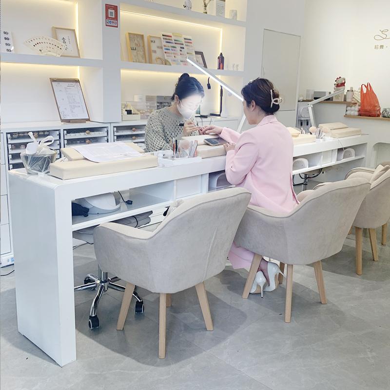 Japanese-Style Manicure Table Single Double Three-Person Concave Storage Box Vacuum Cleaner Solid Wood Paint Manicure Table Manicure Table