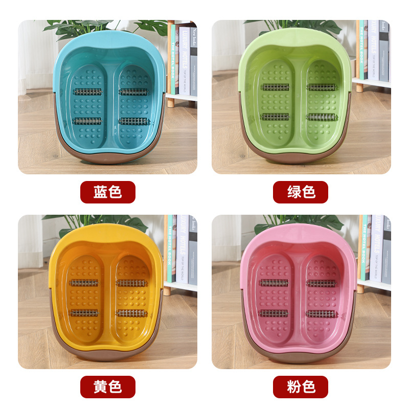 Plastic Footbath Four-Wheel Massage with Roller Portable Footbath Student Dormitory Advertising Printed Footbath Bucket