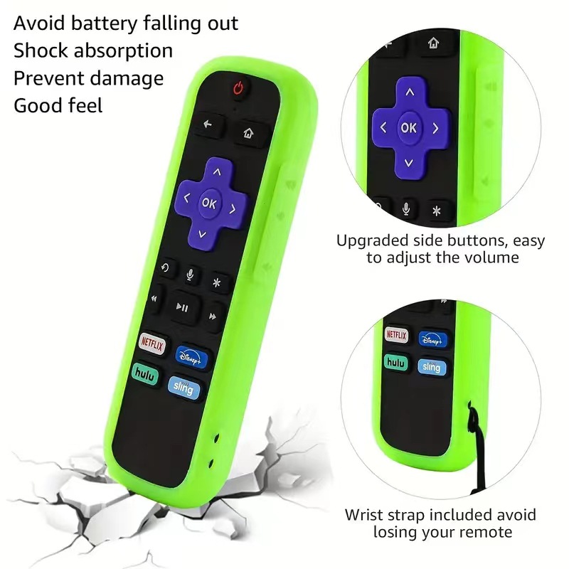 For TCL Roku280 English version of the remote control with rope universal version thick anti-fall anti-slip silicone protective cover