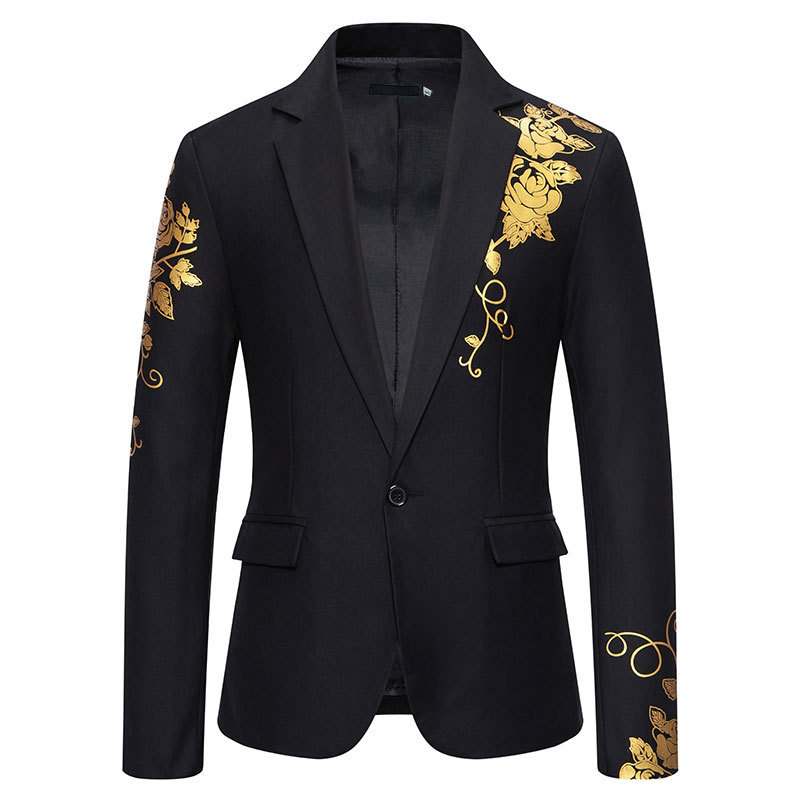 Foreign Trade European Code Amazon New Men's Paisley Bronzing Printed Men's Wedding Casual Slim-fit Suit X10
