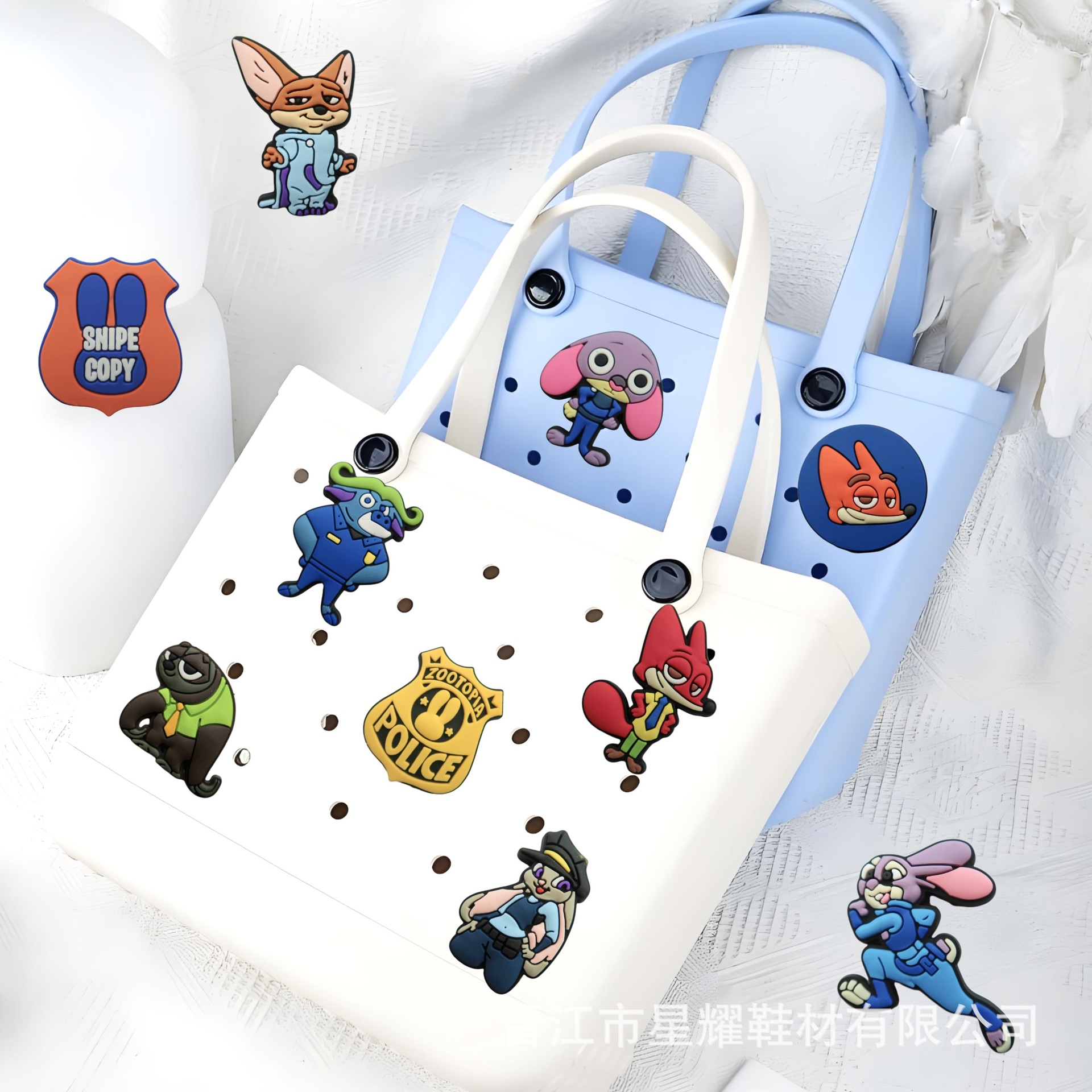 Popular Cartoon Zootopia Clog Shoe Charms Pvc Soft Rubber Garden Shoe Decorations DIY Detachable