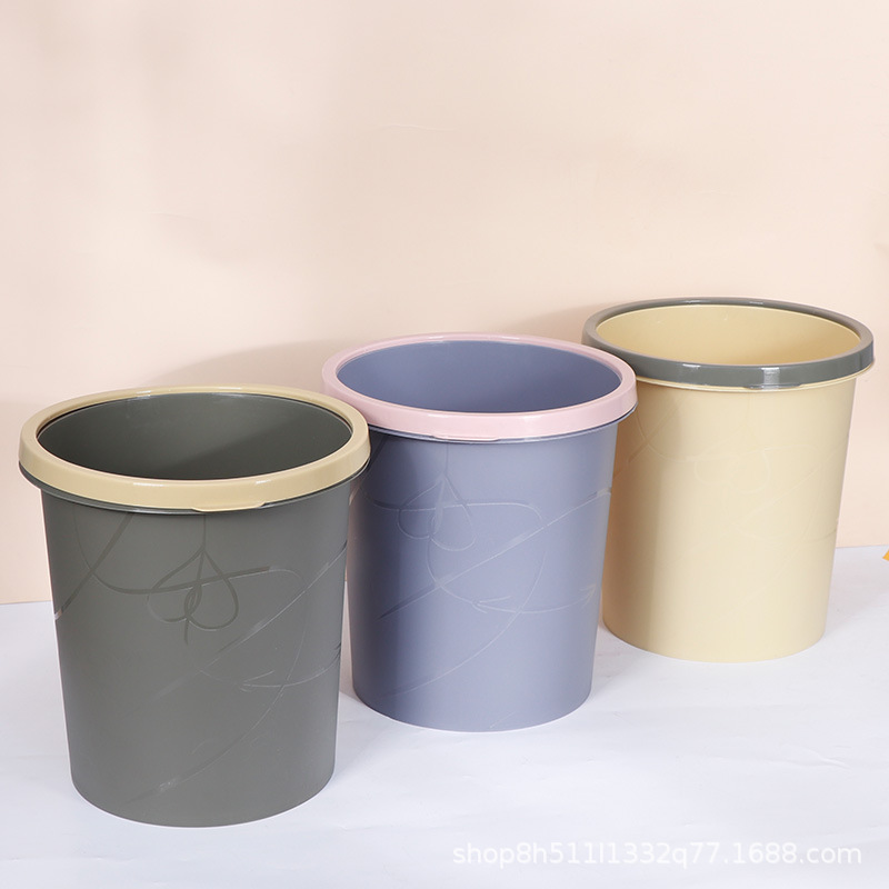 Household thickened one-piece pressure ring trash can office living room kitchen storage bucket printing logo garbage classification bucket