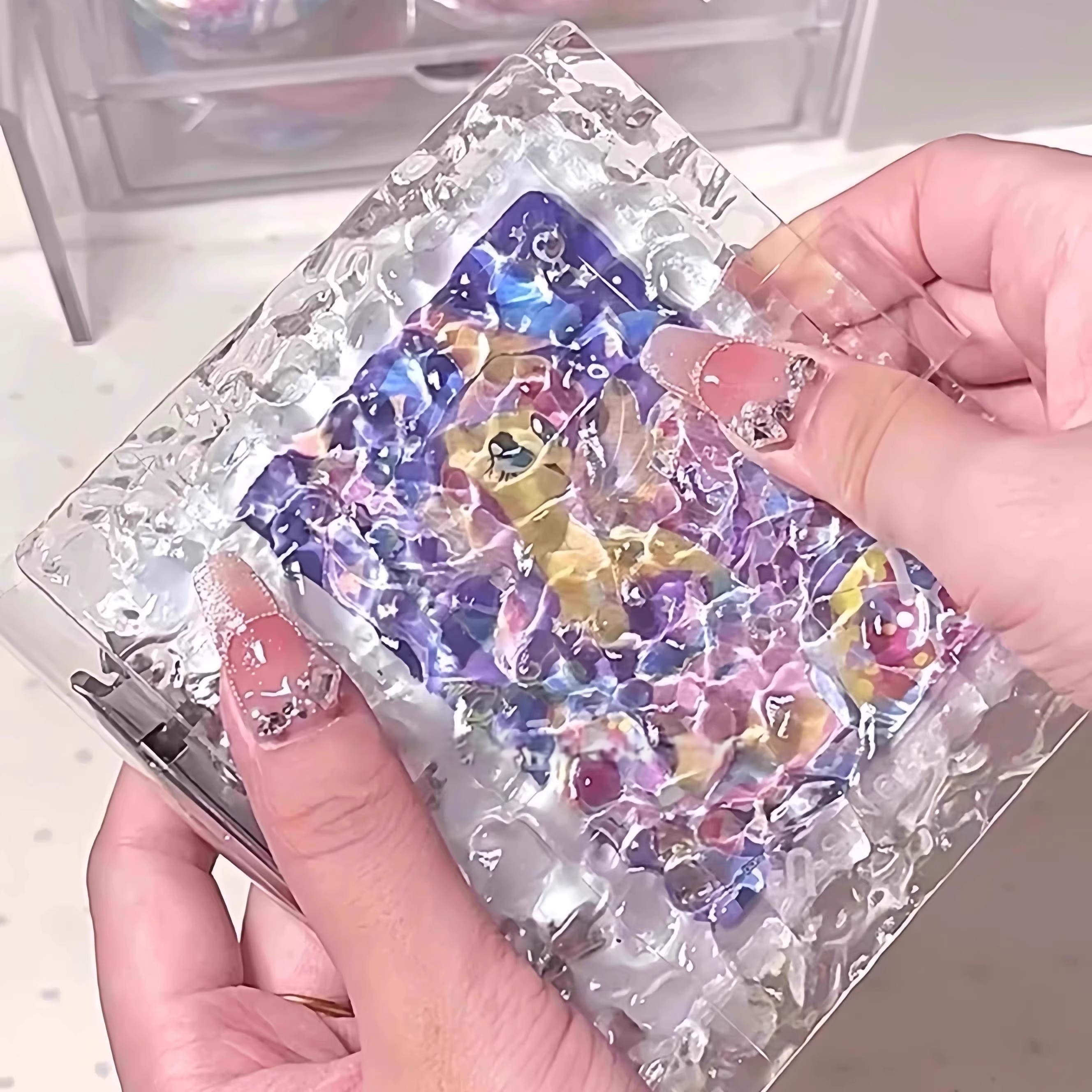 Crystal One Palace Grid Card Album Water Ripple Card Album Acrylic Ins Loose-Leaf 3inch Small Card Polaroid Storage Album