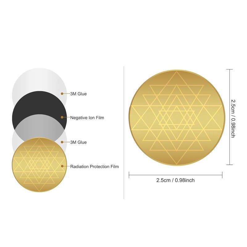 Factory Direct Sale 24K Creative Geometric Pattern Radiation-Proof Mobile Phone Stickers Energy Mobile Phone Patch Logo