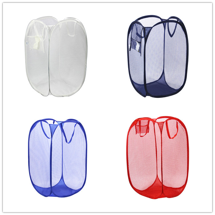 Factory direct mesh dirty clothes basket foldable bathroom storage basket galvanized steel wire dirty clothes toy storage bucket