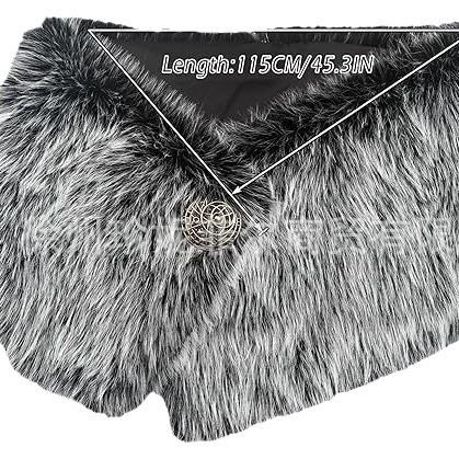 Cross-Border Viking Medieval Faux Fur Shawl Scarf Fur Warrior Costume Accessories Halloween Cape for Men and Women
