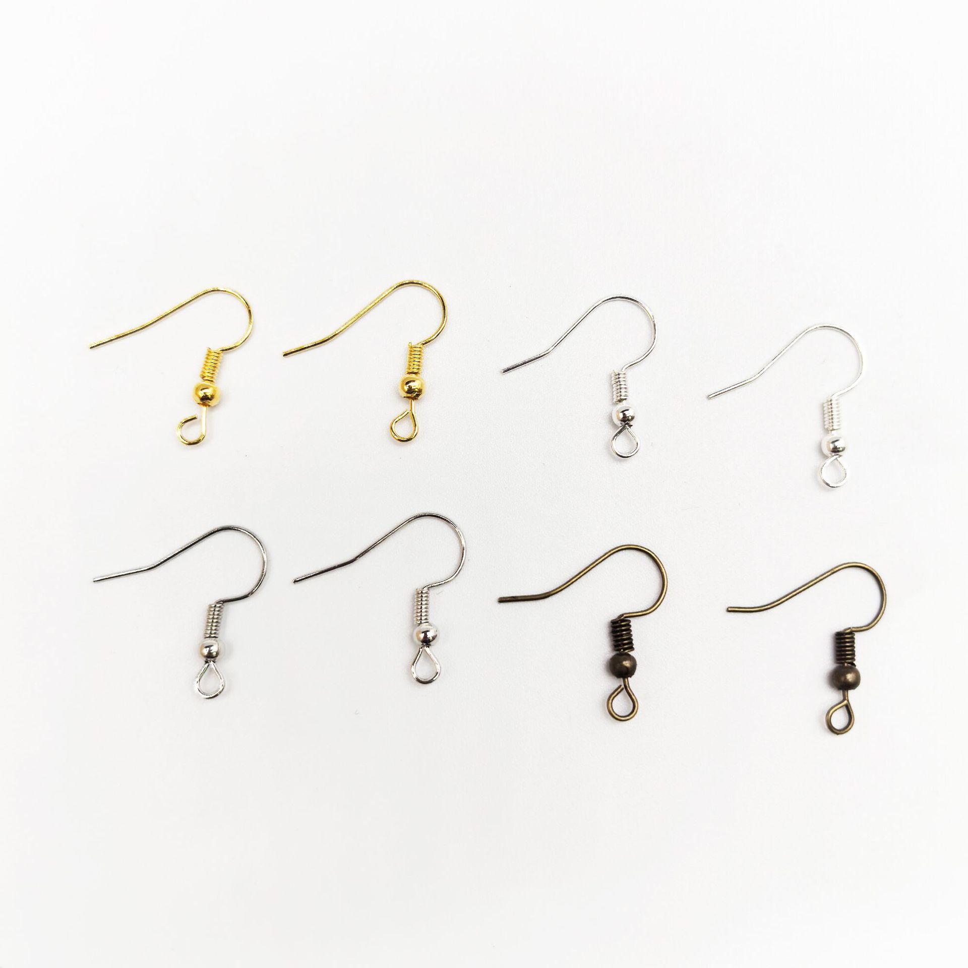 Spring Bead Ear Hook Earrings Ear Jewelry Handmade DIY Accessories with Round Bead Curved Ear Hook Question Mark Hook Spot Wholesale