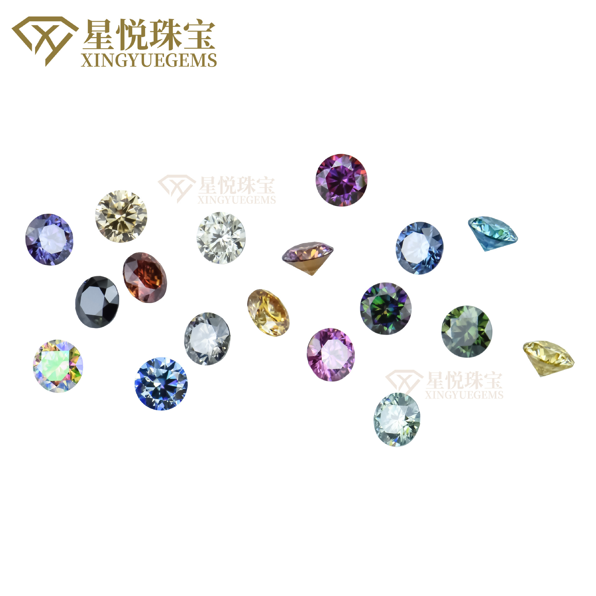 Wuzhou Artificial Cultivated Gem Ab Colorfulful Round Moissanite Colorfuled Gemstone Sea Blue Ring Jewelry Clock Inlay