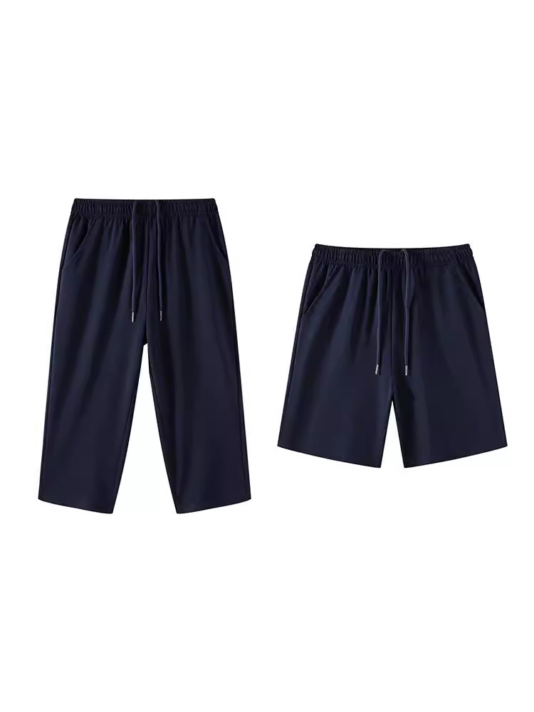 High School Student Uniform Shorts, Navy Blue Primary and Secondary School Students, One Pair of Two Pure Color School Uniform Pants for Men and Women, Five-Point Cropped Pants