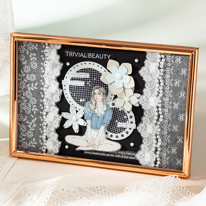 Ketchup Girl Pet Sticker Book Lace Collection Series Retro Easiest for Match Material Handbook DIY Base Decorative Sticker