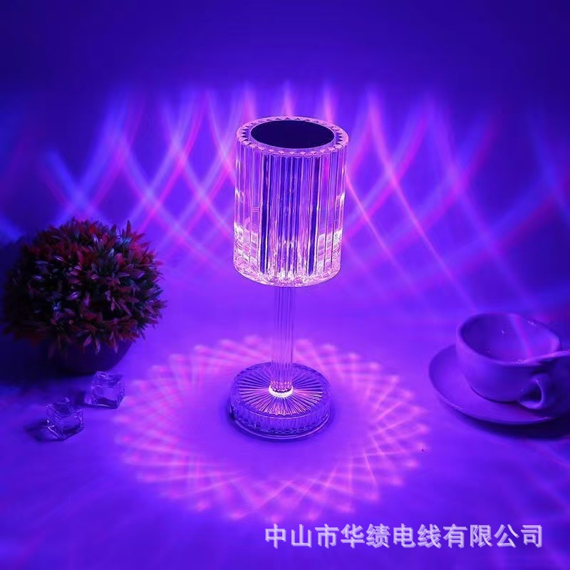 Support Cross-Border, Factory Direct Sales - Crystal Table Lamp, Line Light and Shadow Creative Touch Decoration Led Diamond Table Lamp