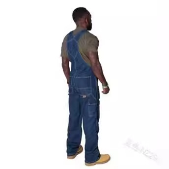 2024 Spring and Autumn European and American Foreign Trade New Men's Denim Overalls Fashion Casual Age-Reducing Loose Denim Trousers