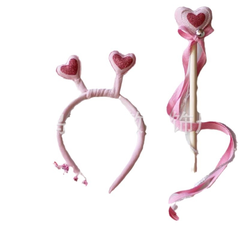 New Kidsren's Daily Dress up Heart Decoration Wings Butterfly Princess Wings Headdress Magic Wand Set Little Girl