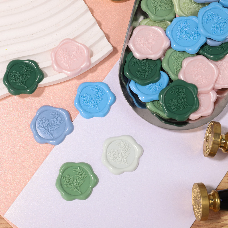 Cross-border Macaron Color Fire Paint Wax Label Seal Sticker Embossed Wax Seal Wedding Invitation Card Paint Seal
