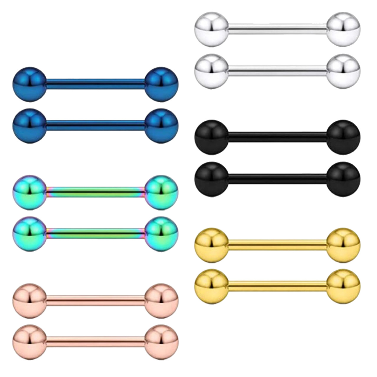 Korean style double head round ball tongue nail simple fashion fashion earrings cute mini girl ear bone nail