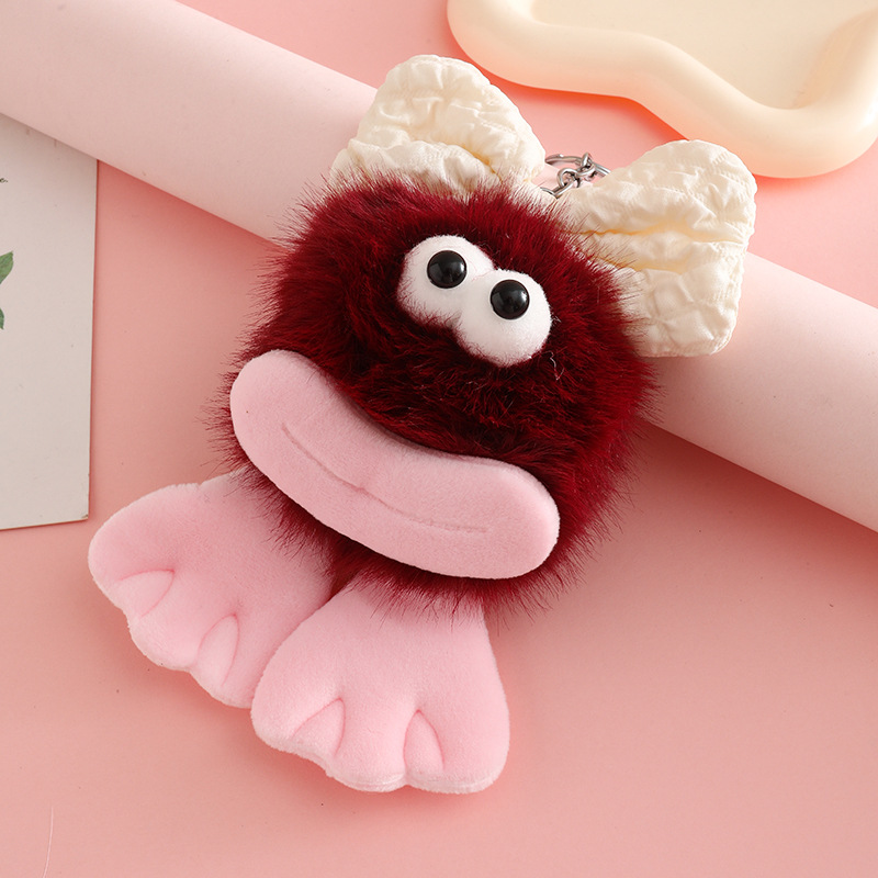 Fur Ball Keychain Plush Doll Doll Cute Women's Bag Pendant Jewelry Car Key Ring Accessories Small Gift Batch