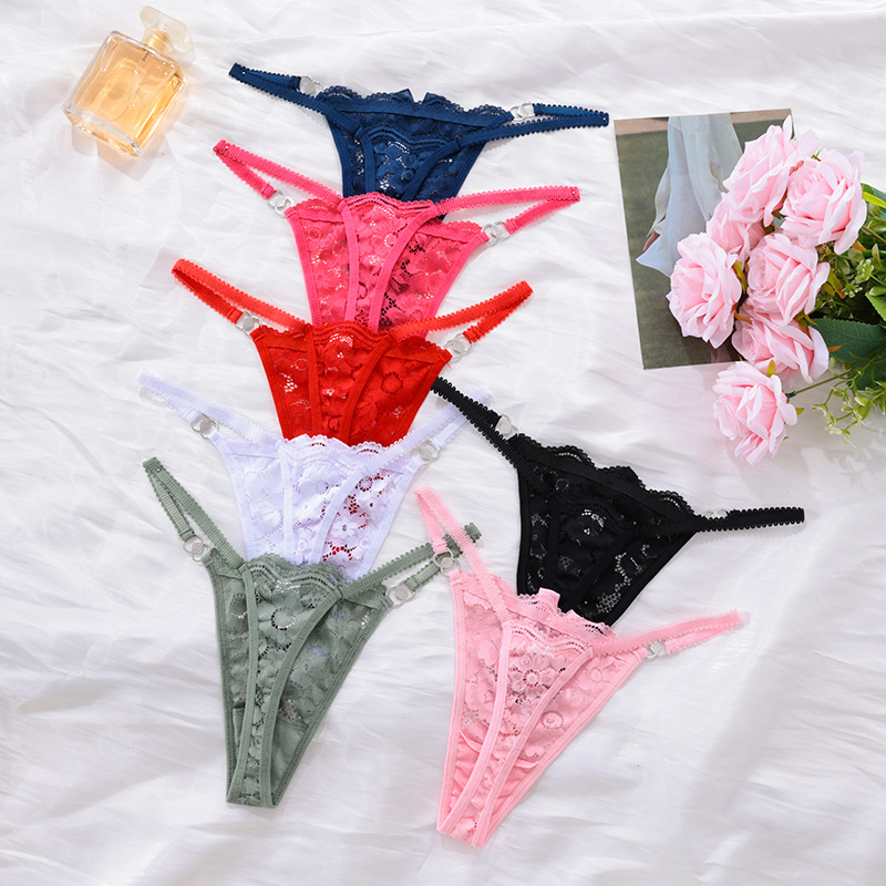 Cross-border explosions multi-color multi-size sexy lace thong for foreign trade bow pure transparent low waist underwear