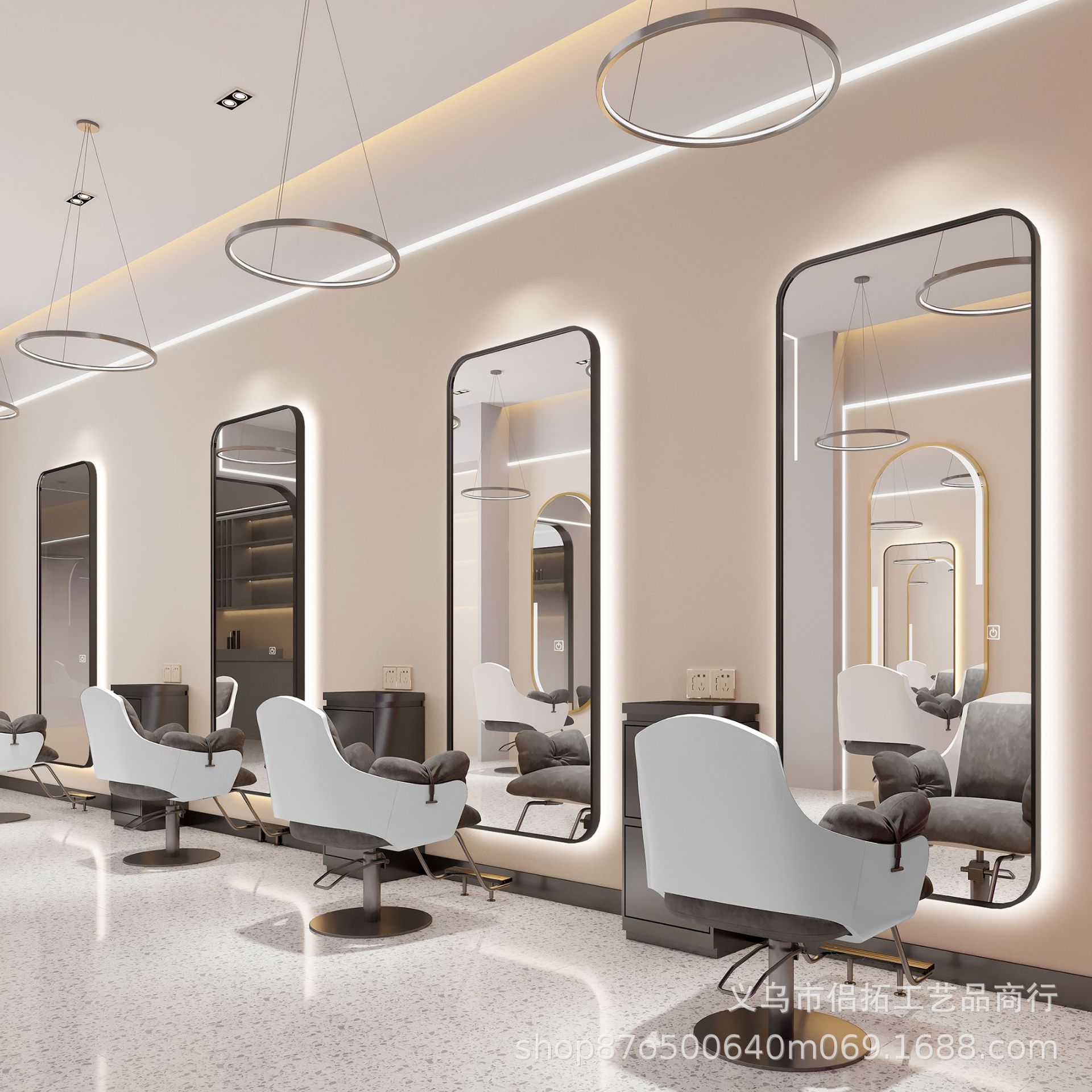 Internet-Famous Hair Salon Mirror, Simple Hairdressing Shop Mirror, Salon Mirror for Haircuts, Special Mirror with Led Lights, Wall-Mounted Single-Sided Mirror