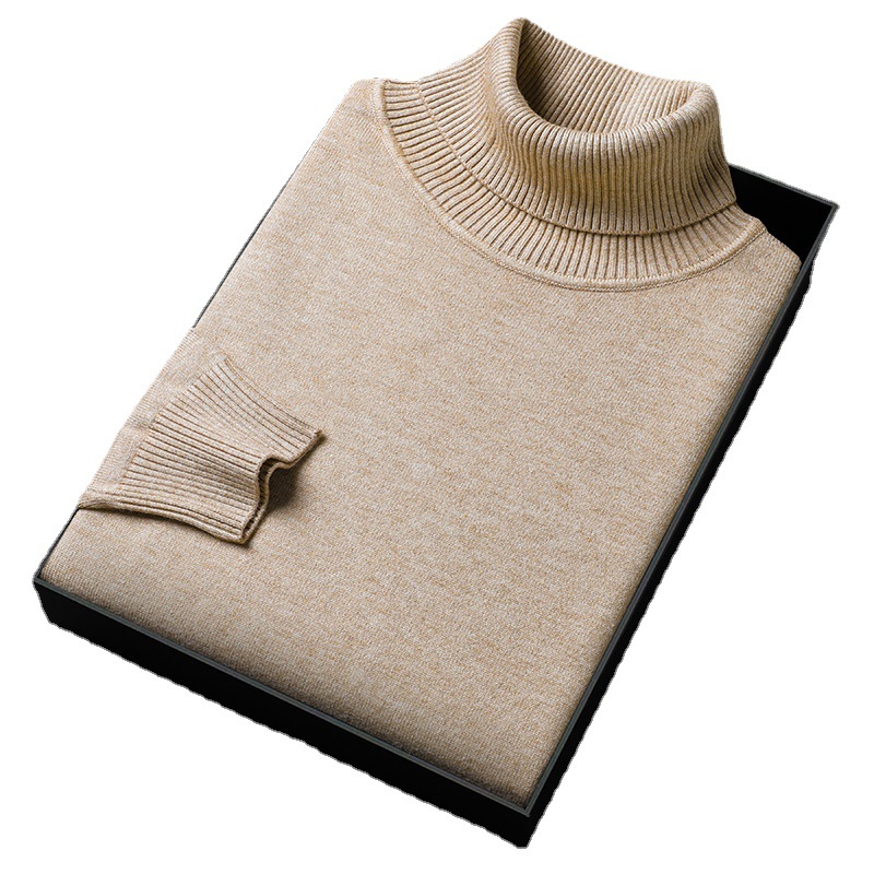 Turtleneck Sweater Men's Knitted Bottoming Shirt Young and Middle-Aged Men's Slim Solid Color Pullover Sweater Long-Sleeved Foreign Trade Cross-Border