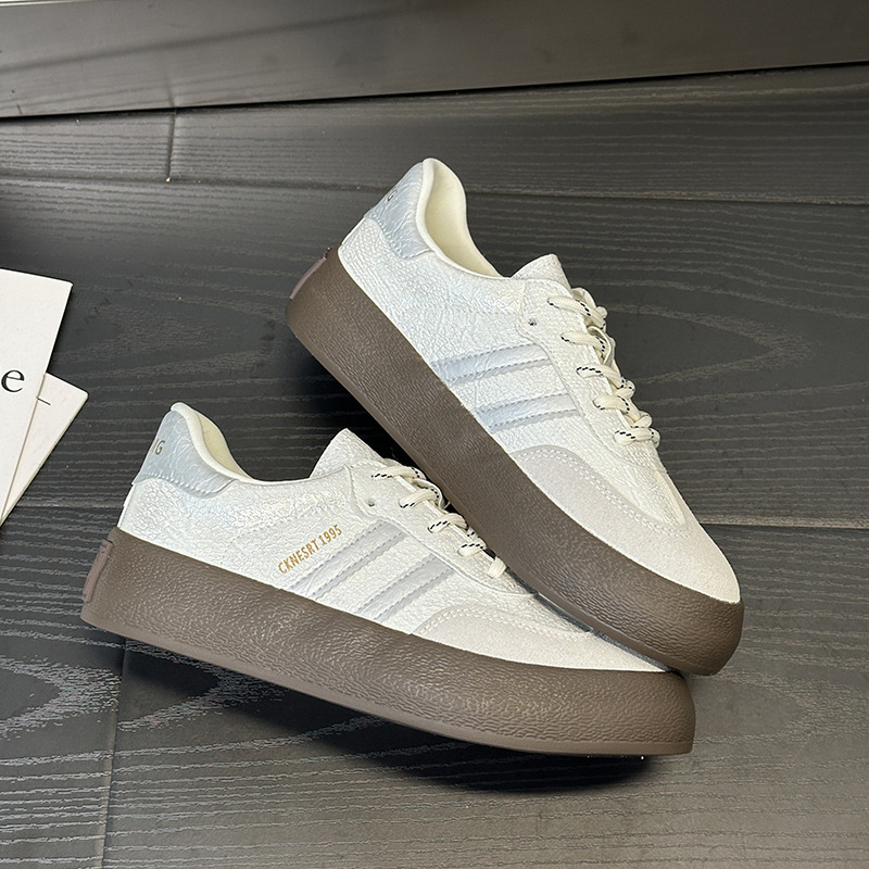 6614 Thick-Soled Moral Training Shoes for Women 2025 Spring New Casual Sneakers with Double Shoelaces, Versatile, Comfortable, Sports Low-Cut