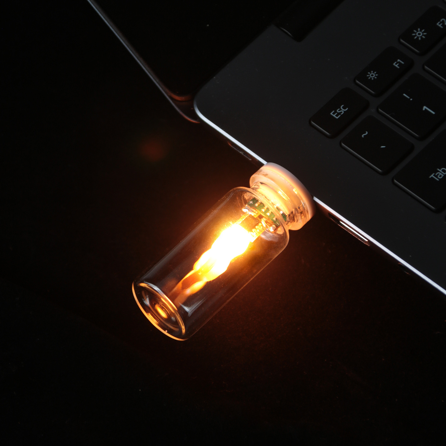 Rx9008 Glass Bottle Led Flame Lamp USB Simulated Flame Christmas Atmosphere Lamp Retro Candle Night Light