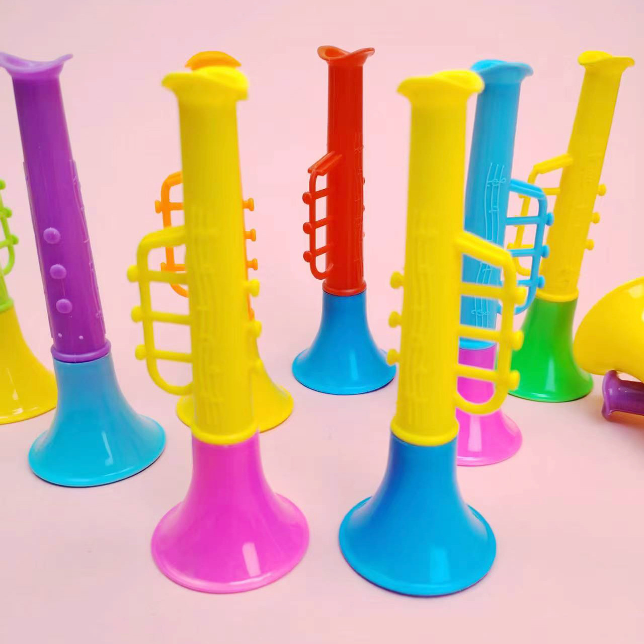 Children's small toy double section small trumpet blowing plastic toy cartoon mini trumpet blowing instrument small gift