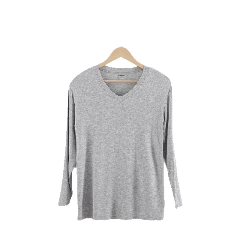 Men's Modal Autumn Thin V-Neck Long Sleeve Plus Size Base Layer Summer Air Conditioning Shirt Available for Wholesale