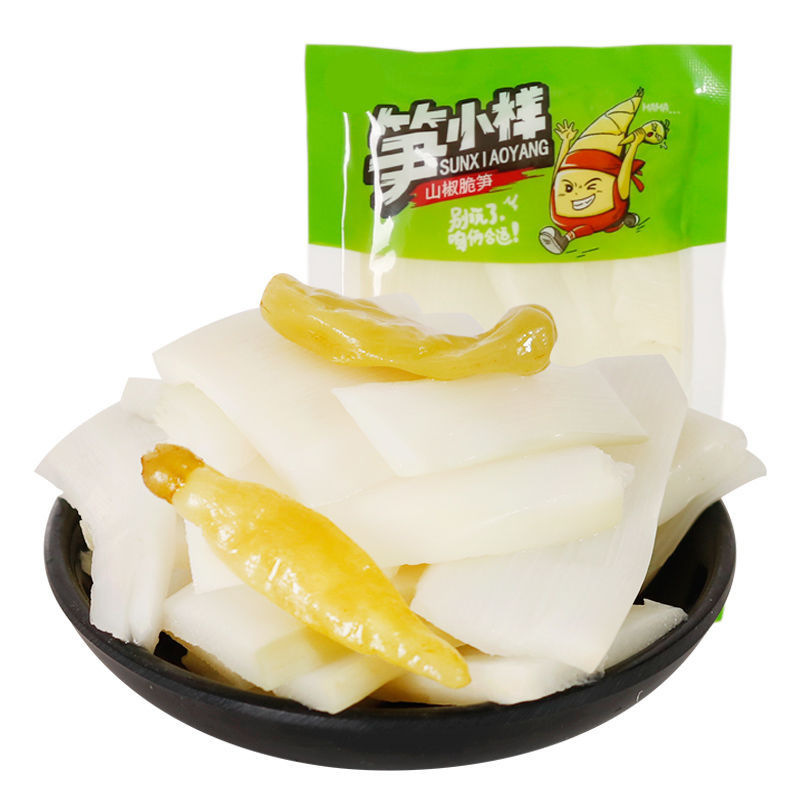 Bamboo Shoot Sample Pickled Pepper Crispy Bamboo Shoots 25g Sansho Pepper Bamboo Shoot Slices Crispy and Tender Bulk Casual Open Bag Snacks Ready-To-Eat Fresh Bamboo Shoots