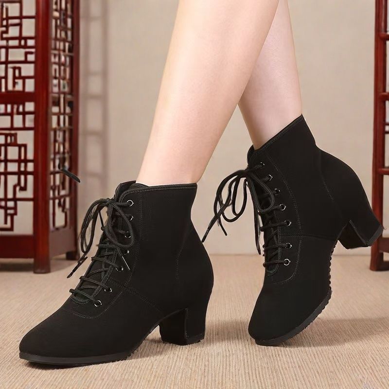 Fleece-Lined High-Top Boots for Square Dance, Modern Dance, Ballroom Dance, Sailor Dance, Latin Dance, Group Dance, Yangko Dance, Women's Soft Sole