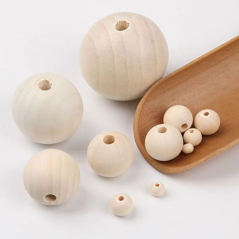 Wholesale Large Hole Wooden Beads 6-50mm Handmade Beads Log Loose Beads Lotus Wood Round Beads Ready Stock Wooden Beads Wholesale