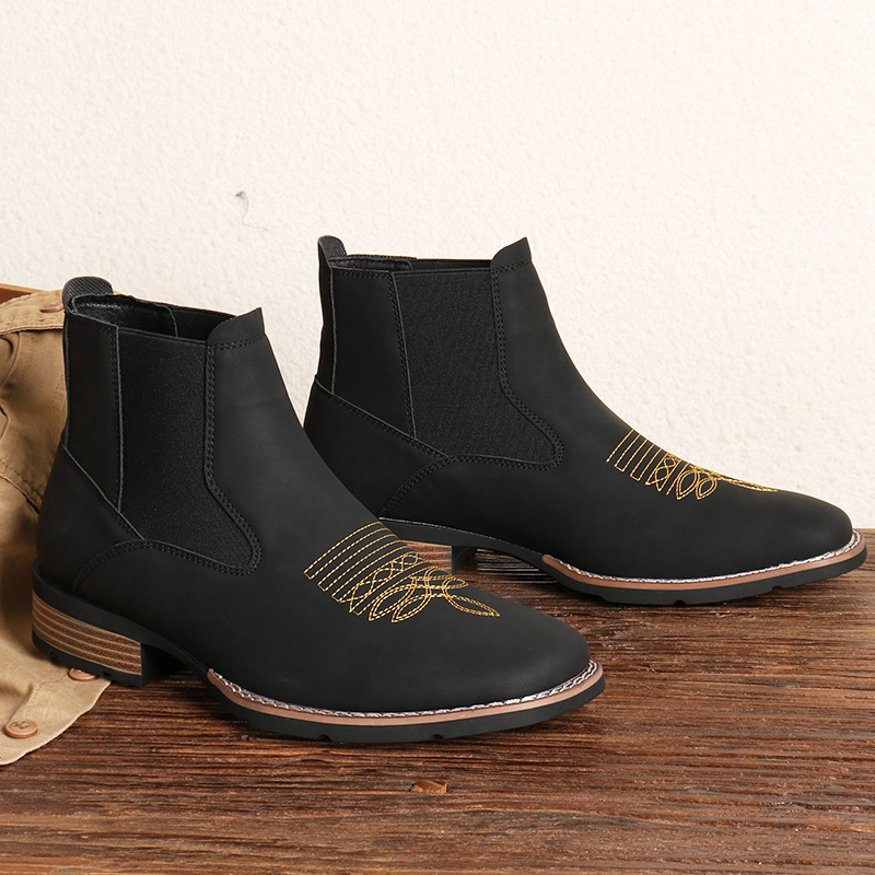 R003 Chelsea boots Cross-border Embroidered Leg Chelsea Boots Men's Martin Boots Foreign Trade