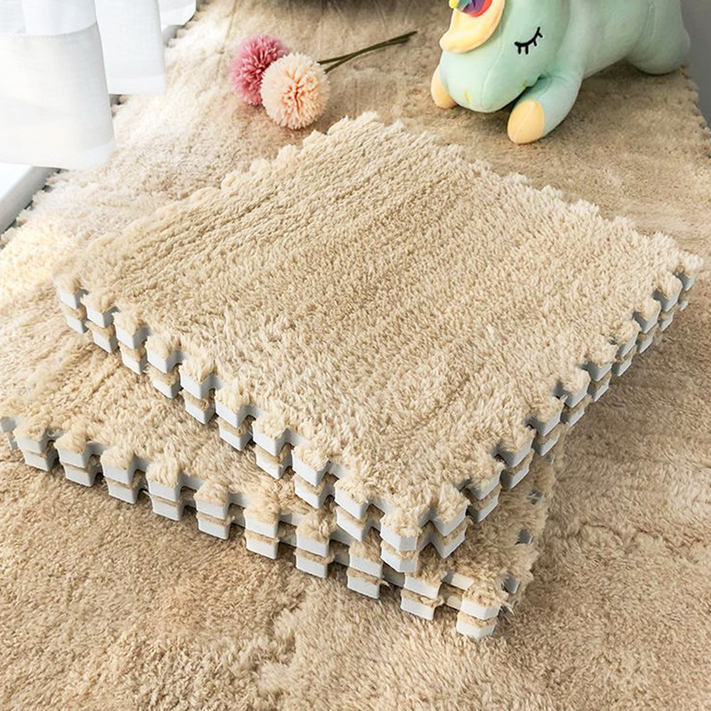 Spliced Carpet Bedroom Full Household Square Puzzle Floor Mat Plush Surface Eva Foam Floor Mat Tatami Mat