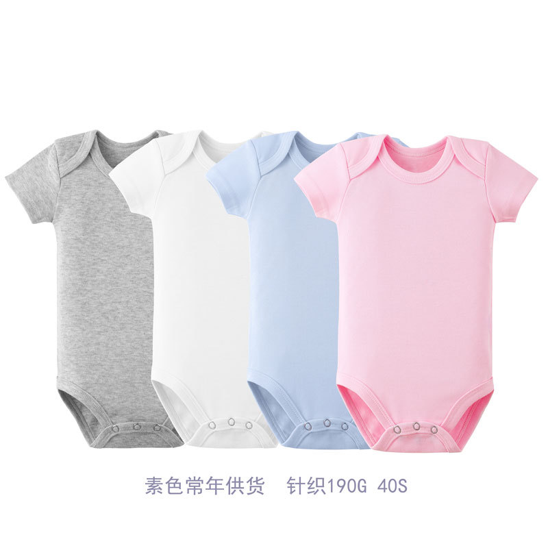 Кросс-бодерная одежда для детей, однотонные короткие рукава, комбинезон из хлопка с конвертным воротником для новорожденных