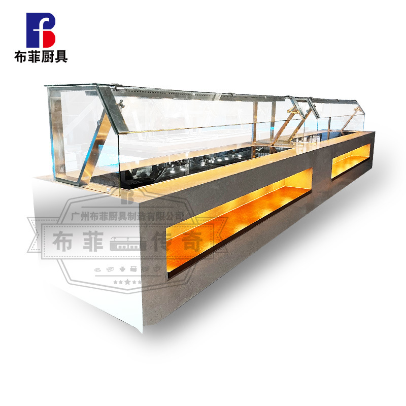 Manufacturer Designs and Customizes Hotel Catering Export to the United States Luminous Water Heat Insulation Refrigeration Dishware Warehouse Integrated Dining Table