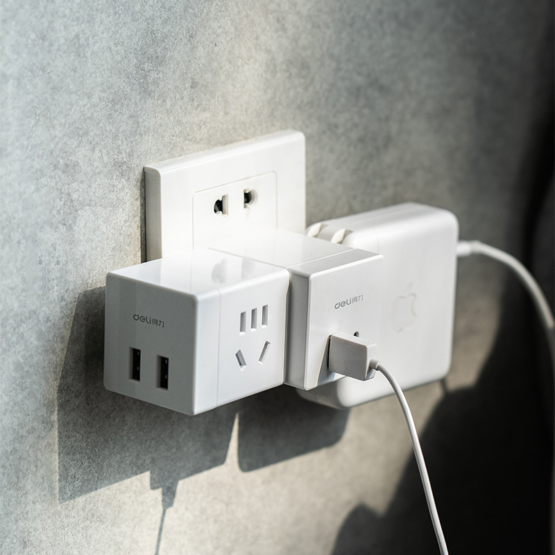 Deli 33626 Wireless Adapter USB Fast Charging Socket Multi-Country Travel Adapter Cube Uk Adapter Socket
