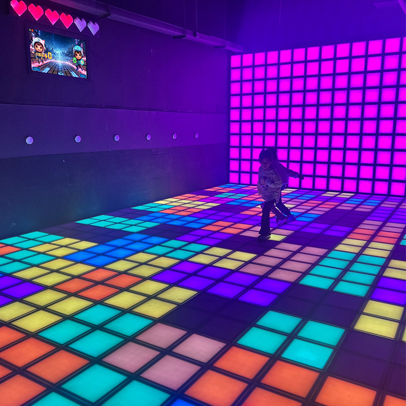 Cross-border jump grid jump grid game light secret room interactive LED floor tile light multi-person parent-child motion induction